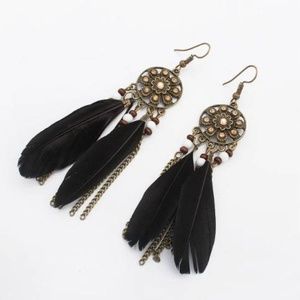 Black feather earrings